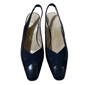 Salvatore Ferragamo Blue Heels Slingback Pumps